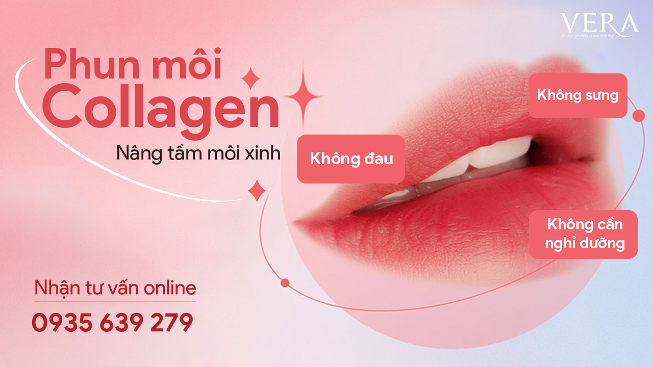 Phun môi collagen